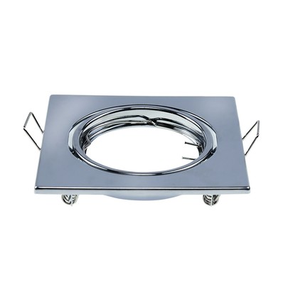 Lot de 2 spots encastrables GU10 - Chrome, carré, perçage : 70x70 mm, dim : 82x82 mm, max 35W