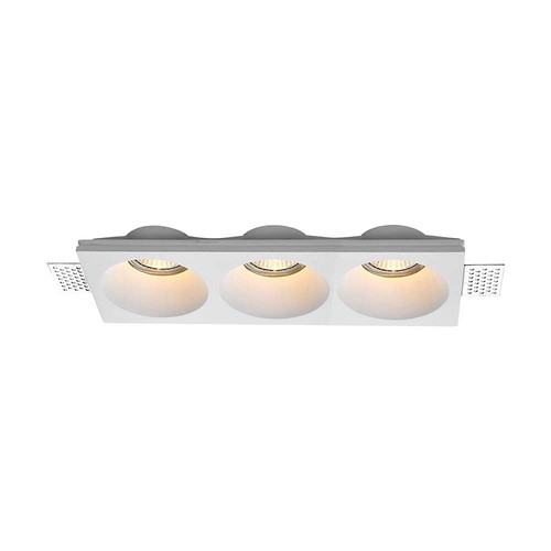 Spot encastrable en plâtre 3xGU10, rond - Blanc, IP20, Perçage : 285x105 mm, Dim : 280x100x40 mm