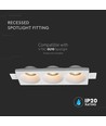 Spot encastrable en plâtre 3xGU10, rond - Blanc, IP20, Perçage : 285x105 mm, Dim : 280x100x40 mm