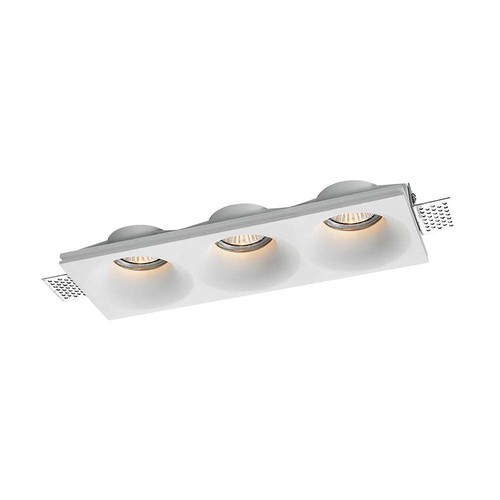 Spot encastrable en plâtre pour 3x GU10 - Blanc, rectangulaire, sans source lumineuse