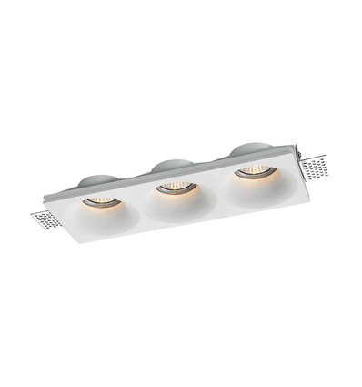 Spot encastrable en plâtre pour 3x GU10 - Blanc, rectangulaire, sans source lumineuse