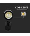 Spot sur rail triphasé 35W - 24 degrés, 4000K, noir, COB LED, IP20