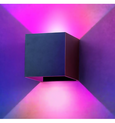LEDlife RGB+CCT CUBIC 6W applique murale - Tuya Smart, noir, carré, haut/bas, réglable, intérieur / extérieur, IP65