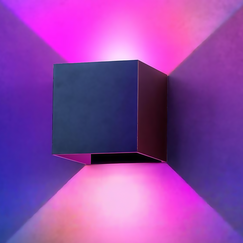 Applique murale 6W CUBIC - IP65, RGB+CCT, Zigbee, noir, carrée, haut/bas, réglable, intérieur / extérieur, avec source lumineuse