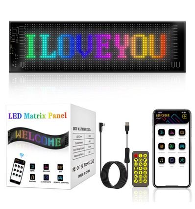 2x Panneau matriciel Pixel 20x64 - Bluetooth, 5V USB