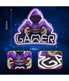 Gamer néon enseigne avec lumière LED - Grand modèle 39x33 cm, parfait pour salle de jeux