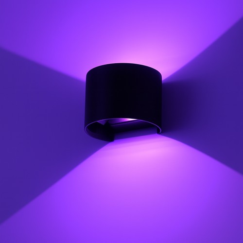 Applique murale 6W - IP65, Ronde, RGB + CCT Tuya, Noir, Haut/bas, Ajustable, Intérieur / extérieur, Source lumineuse incluse