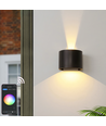 Applique murale 6W - IP65, Ronde, RGB + CCT Tuya, Noir, Haut/bas, Ajustable, Intérieur / extérieur, Source lumineuse incluse