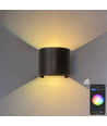 Applique murale 6W - IP65, Ronde, RGB + CCT Tuya, Noir, Haut/bas, Ajustable, Intérieur / extérieur, Source lumineuse incluse