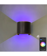 Applique murale 6W - IP65, Ronde, RGB + CCT Tuya, Noir, Haut/bas, Ajustable, Intérieur / extérieur, Source lumineuse incluse