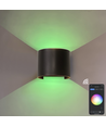 Applique murale 6W - IP65, Ronde, RGB + CCT Tuya, Noir, Haut/bas, Ajustable, Intérieur / extérieur, Source lumineuse incluse