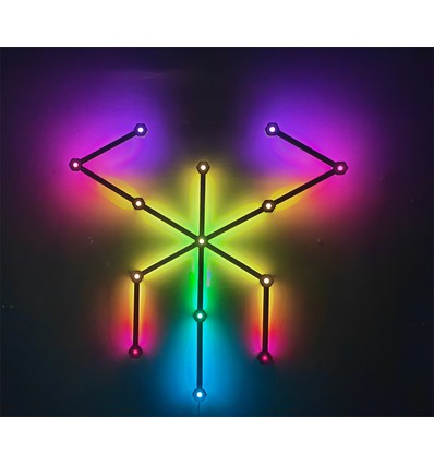 Kit complet Hexa-Light RGBIC - 9 barres lumineuses, montage mural, application Bluetooth, USB, noir