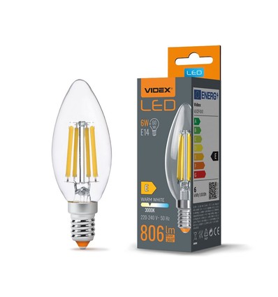E14 6W LED flamme - Filament, 806lm, 3000K, 360 degrés, flicker free, remplace 60W