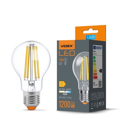 E27 10W LED filament ampoule - A60, 4000K, 360 degrés, verre