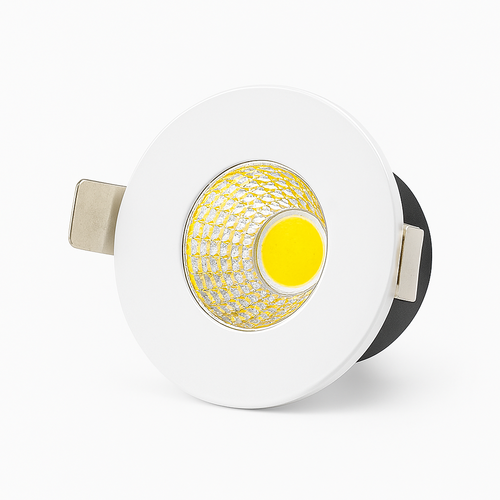 Spot de meuble encastrable 2W Ø3,8cm Focu38 RA92 - 12V DC, Perçage : Ø3,5 cm, Dimensions : Ø3,8 cm, Blanc mat