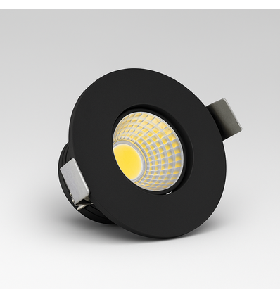 Spot de meuble encastrable 2W Ø3,8cm Focu38 RA92 - 12V DC, Perçage : Ø3,5 cm, Dimensions : Ø3,8 cm, Noir