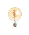 Ampoule LED E27 4W dimmable - G95, filament spirale, verre ambre, 2200K, flicker free