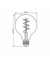 Ampoule LED E27 4W dimmable - G95, filament spirale, verre ambre, 2200K, flicker free