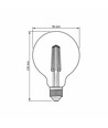 Ampoule LED E27 7W dimmable - G95, verre ambre, Filament, 2200K, remplace 53W