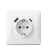 Prise Schuko simple - USB-A+USB-C, blanc