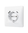 Prise Schuko simple - USB-A+USB-C, blanc
