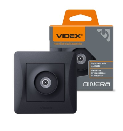 Prise TV Videx BINERA - Noir graphite, IP20, 5-862 MHz, 75 Ω