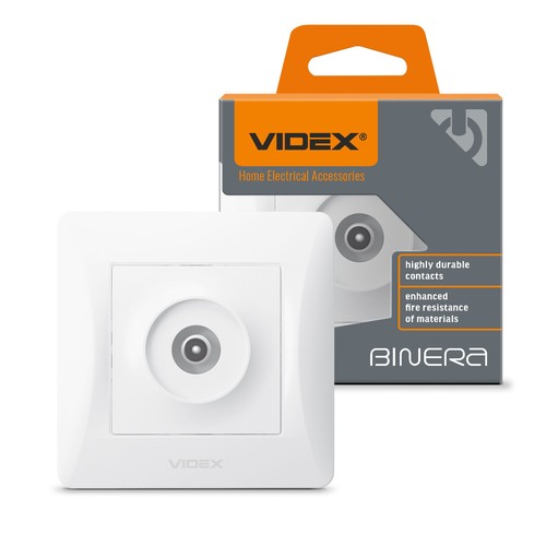 Prise TV Videx Binera blanche - Complète, 1 sortie, IP20 intérieur