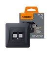 Double prise réseau BINERA CAT6 - Noir graphite, RJ45, 2 ports, encastrable