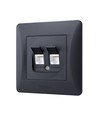 Double prise réseau BINERA CAT6 - Noir graphite, RJ45, 2 ports, encastrable