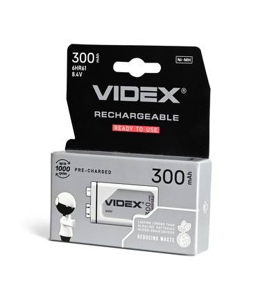 Pile 6HR61 - Ni-MH, rechargeable, 300mAh
