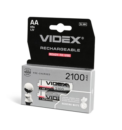 Lot de 2 piles rechargeables AA/HR6 - Ni-MH, 2100mAh