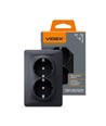 Prise Schuko - double, noir