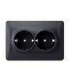 Prise Schuko - double, noir