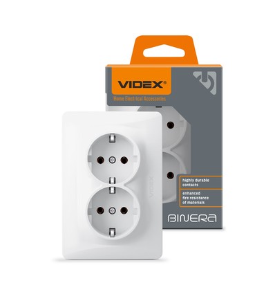 Prise Schuko double, blanche