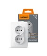Prise Schuko double, blanche
