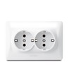 Prise Schuko double, blanche