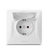 Prise Schuko simple avec couvercle, blanche