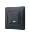 Prise USB-A + Type-C chargeur rapide 20W - Noir graphite, 2.4A, IP20 intérieur