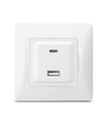 Prise Binera avec USB-A + USB-C PD20W - Blanc, encastrable, 16A, IP20
