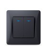 Interrupteur à 2 canaux avec voyant lumineux - 86x86mm, IP20, noir