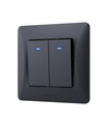 Interrupteur à 2 canaux avec voyant lumineux - 86x86mm, IP20, noir