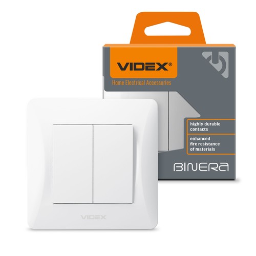 Interrupteur 2 canaux - 86x86, IP20, blanc