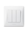 Interrupteur 3 canaux - 86x86mm, IP20, blanc