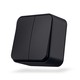 Interrupteur en saillie 2 canaux - 68x68mm, IP20, noir