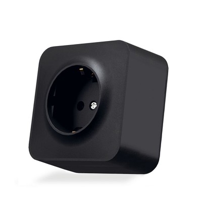Prise Schuko - montage en surface, simple, IP20, noir mat