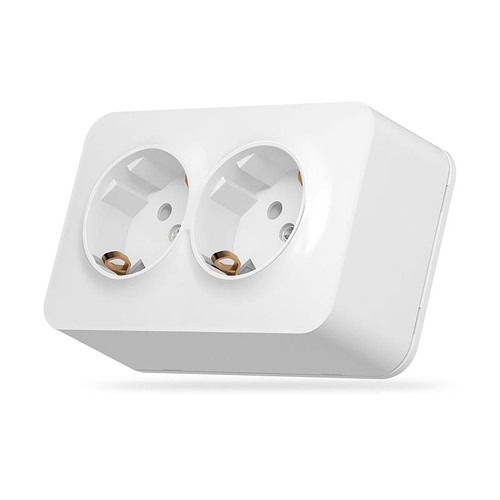 Prise Schuko - montage en surface, double, IP20, blanc