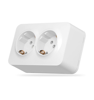 Prise Schuko - montage en surface, double, IP20, blanc