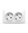 Prise Schuko - montage en surface, double, IP20, blanc