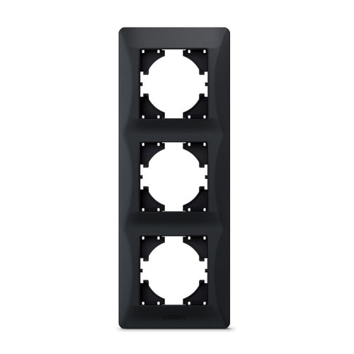 Binera Plaque de finition 3 postes verticale, noir graphite - Plastique, 228x86 mm, encastrable