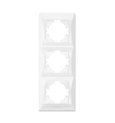 Videx Binera Plaque de finition 3 postes verticale - Blanc, pour interrupteurs et prises